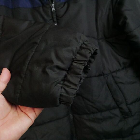 Cherokee Mens Size L  Black w Blue Hooded Puffer Jacket Full Zip - Picture 7 of 12